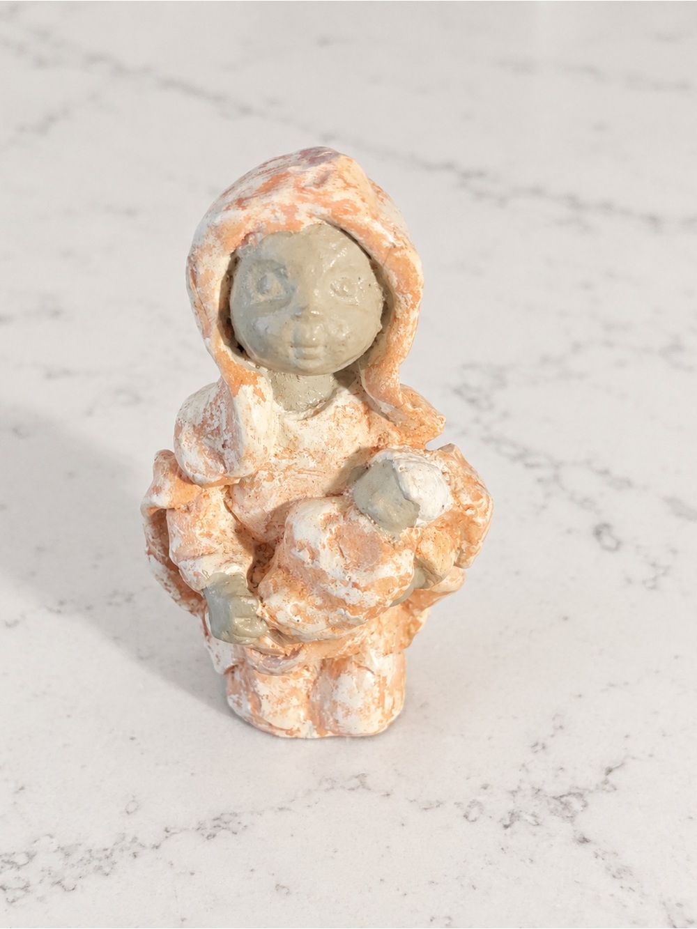Vintage 1997 Clay Kids Mother & Child Resin Figurine Rustic Distressed